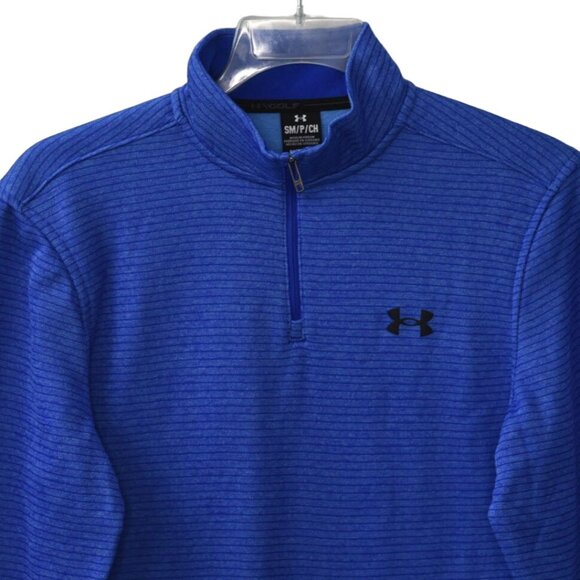 Under Armour Golf Mens UA Storm Long Sleeve Sweater Fleece ¼ Zip Blue Size S - Picture 2 of 6